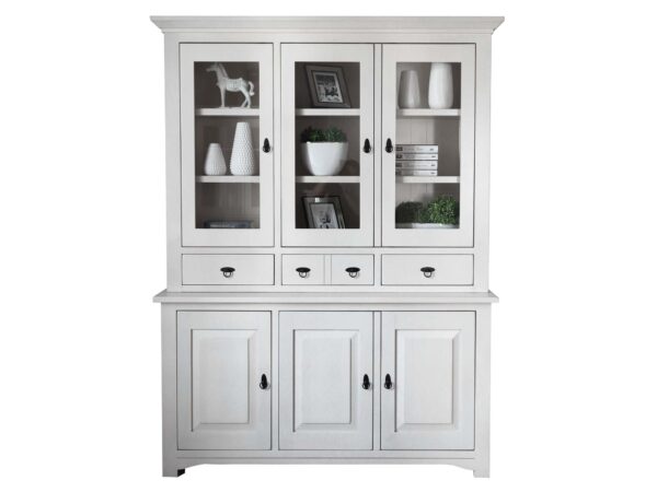 Biała witryna dwudrzwiowa z przeszklonymi frontami, styl klasyczny