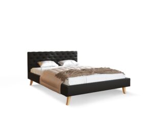 miniaturka Pikowane Łóżko na Drewnianych Nóżkach AUSTIN