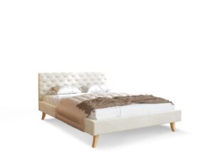 miniaturka Pikowane Łóżko na Drewnianych Nóżkach AUSTIN