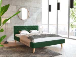 miniaturka Pikowane Łóżko na Drewnianych Nóżkach AUSTIN