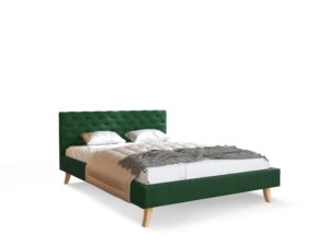 miniaturka Pikowane Łóżko na Drewnianych Nóżkach AUSTIN