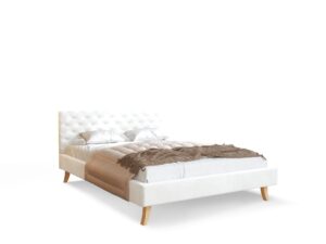 miniaturka Pikowane Łóżko na Drewnianych Nóżkach AUSTIN