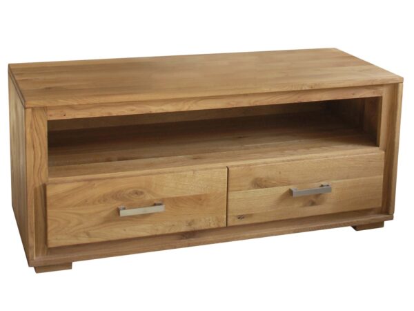 Szafka RTV z dwoma szufladami i miejscem na dekoder, styl minimalistyczny