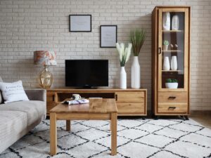 miniaturka Wysoka Witryna Dębowa na Nóżkach ALAMOS LOFT