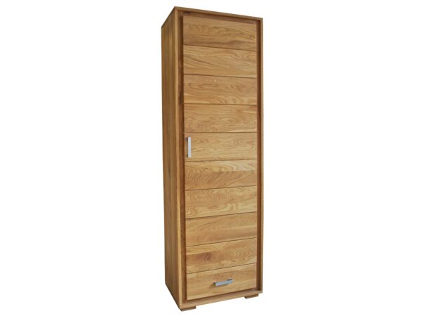 Wysoka szafka drewniana z jedną szufladą dolną, styl nowoczesny