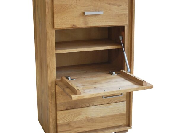 Szafka z opuszczanym frontem, idealna do przechowywania butów