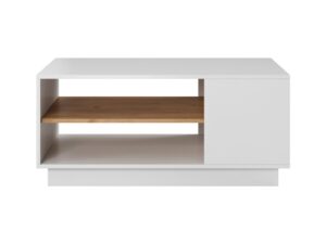 Biały Stolik do Salonu z Półkami MAILS