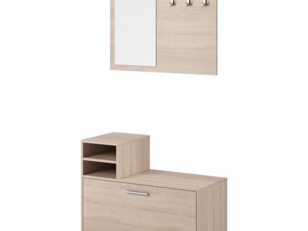 Panel z lustrem i wieszakiem oraz szafką w stylu nowoczesnym