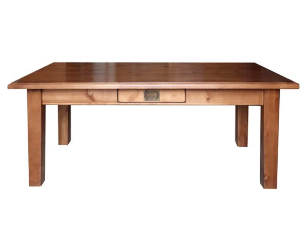 Stół jadalniany z litego drewna w stylu rustykalnym z szufladą