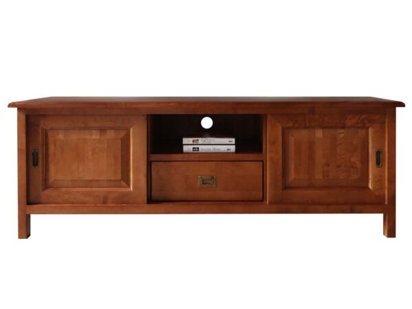 Komoda RTV z litego drewna w kolorze miodowego dębu w stylu klasycznym