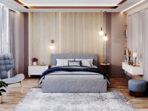 miniaturka Wygodne Pojedyncze Łóżko Tapicerowane 90×200 LINDA