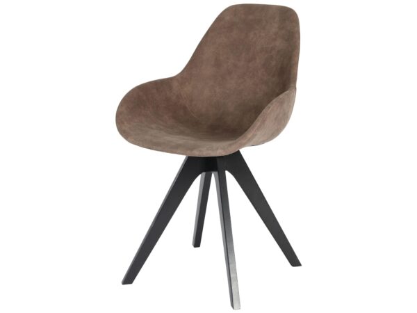 Krzesło na czarnej bazie krzyżowej – obicie w kolorze jasnobrązowym