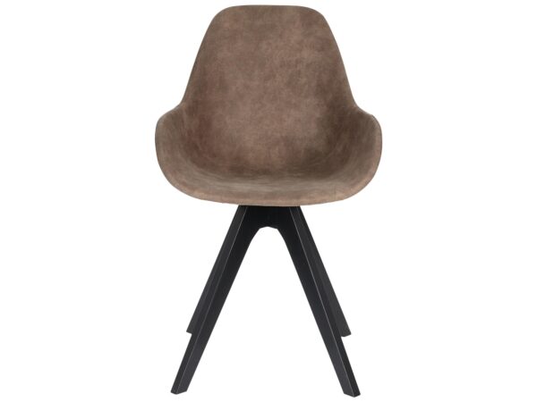 Nowoczesne krzesło z obrotową podstawą – brązowa tapicerka, styl vintage