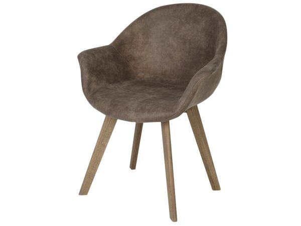 Brązowy fotel kubełkowy z mikrofibry – podstawa z czarnych nóg