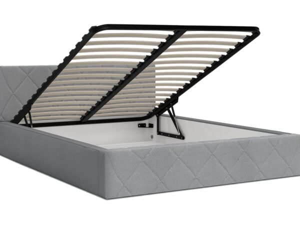 Szare łóżko z gładkim materacem – prosty styl do nowoczesnych wnętrz