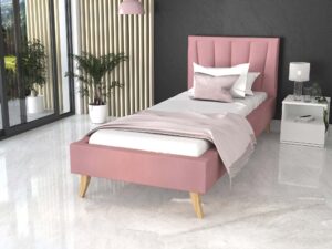 miniaturka Tapicerowane łóżko na drewnianych nóżkach BONNIE