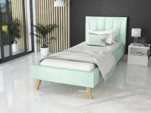 miniaturka Tapicerowane łóżko na drewnianych nóżkach BONNIE