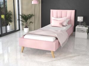 miniaturka Tapicerowane łóżko na drewnianych nóżkach BONNIE