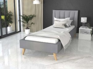 miniaturka Tapicerowane łóżko na drewnianych nóżkach BONNIE