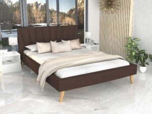 miniaturka Tapicerowane łóżko na drewnianych nóżkach BONNIE