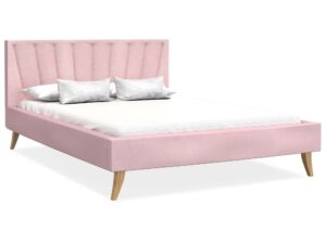 miniaturka Tapicerowane łóżko na drewnianych nóżkach BONNIE