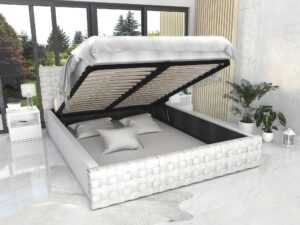 miniaturka Łóżko z plecionym wezgłowiem CINDY