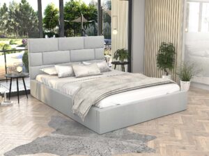 miniaturka Komfortowe tapicerowane łóżko ze stelażem RIVER