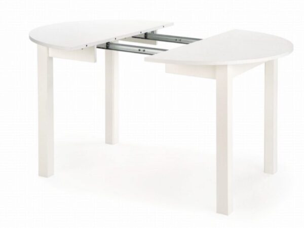 Stół rozkładany biały – widok z wysuniętym blatem