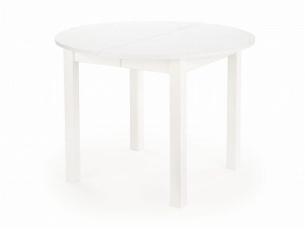 Biały stół okrągły z rozkładanym blatem – nowoczesna jadalnia