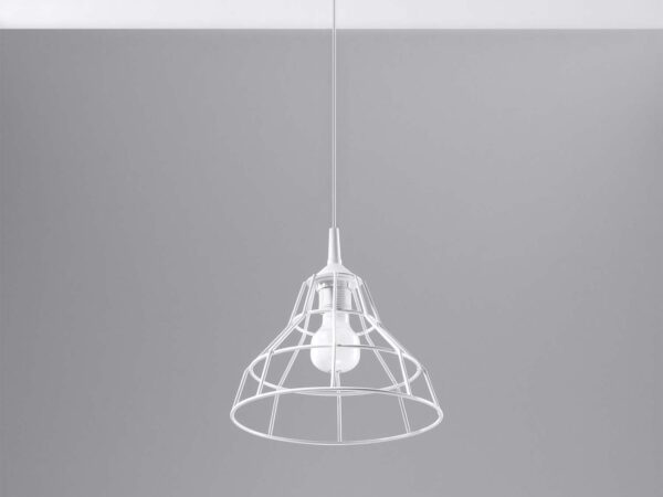 Lampa biała – druciany klosz, styl nowoczesny