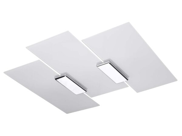 Zbliżenie na plafon LED z nachodzącymi się panelami