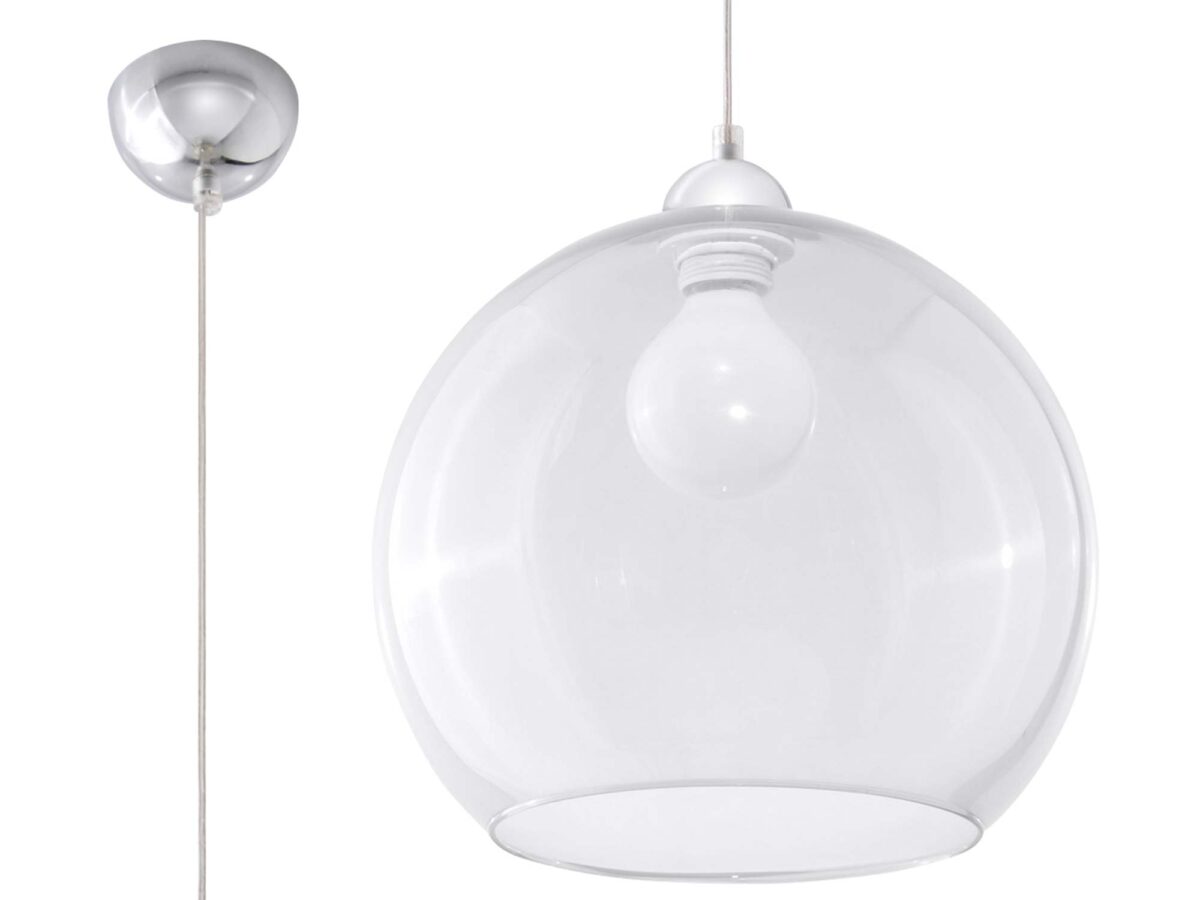 Stalowo-Szkło Wisząca Lampa OLUDUS Biała