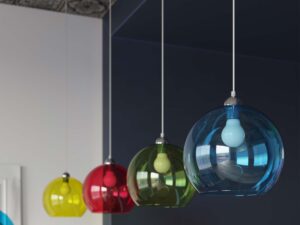 miniaturka Stalowo-Szkło Wisząca Lampa OLUDUS Biała