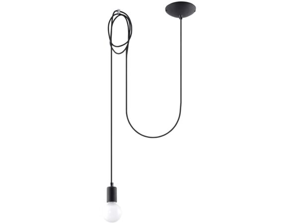 Wizualizacja nowoczesnej lampy z kablem w stylu vintage, zawieszonej na haku.