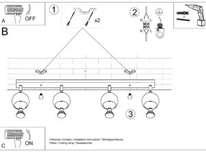 miniaturka Oświetlenie Dużych Pomieszczeń Plafon OLMO 4L