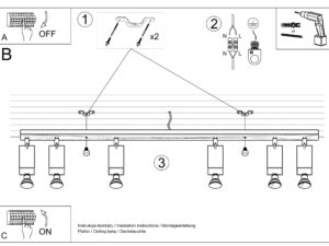 miniaturka Lampy Stalowe Industrialne 6 Żarówek MELIA 6L