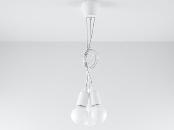 Lampa biała z trzema żarówkami