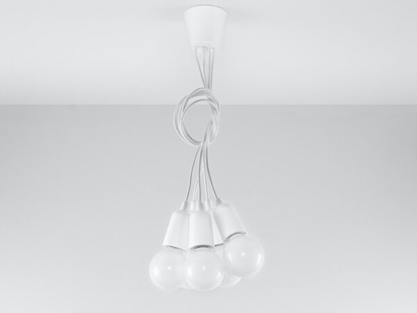 Lampa biała potrójna – widok z dołu na jasnym tle