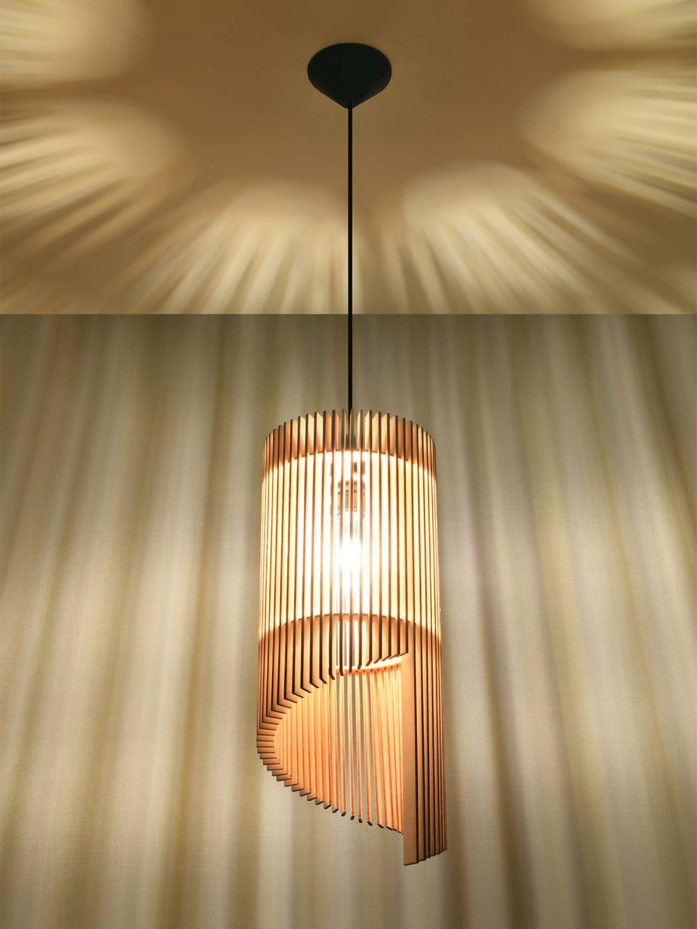 Niepospolita Lampa Wisząca BIANCO Drewno - obrazek 4