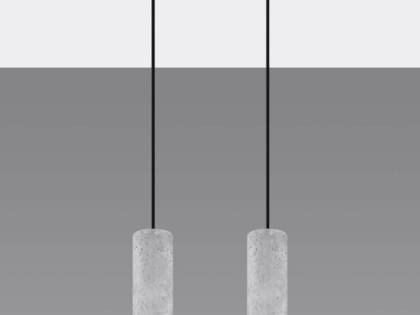 Wiszące lampy z betonu, układ symetryczny, styl nowoczesny