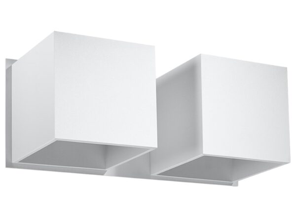 Biały kinkiet podwójny – geometryczna forma, światło LED