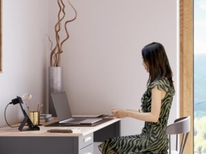 miniaturka IONE Lampa Biurkowa Futurystyczna Biała