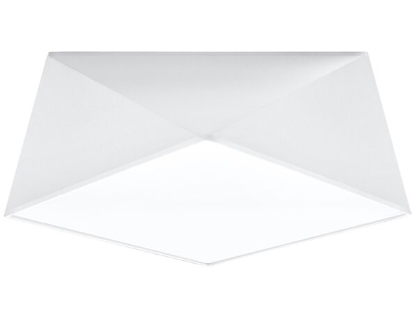 Lekka, geometryczna forma lampy sufitowej w kolorze białym