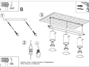 miniaturka Drewniany Plafon 3-Punktowy TRILLION: Naturalne Drewno