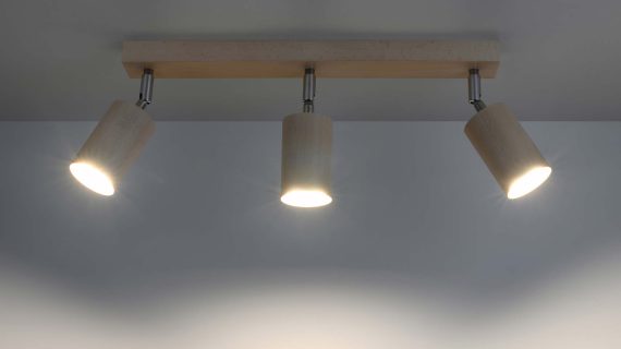 miniaturka Drewniany Plafon 3-Punktowy TRILLION: Naturalne Drewno