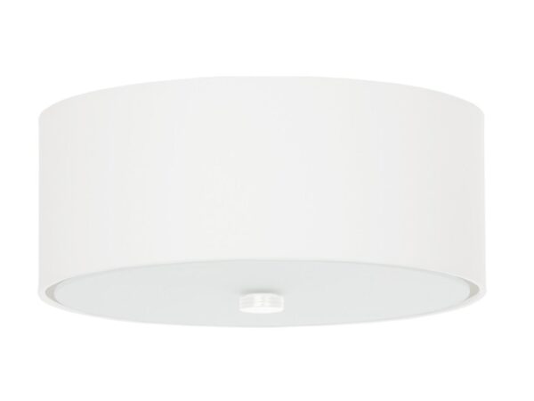 Cylindryczny plafon w kolorze białym z centralnym źródłem światła