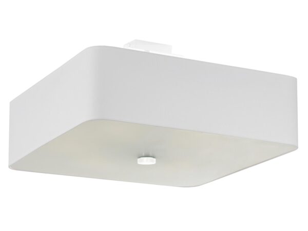 Lampa sufitowa kwadratowa biała z mlecznym kloszem