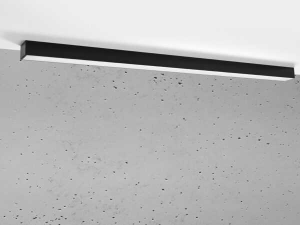 Czarna lampa LED – detal przysufitowego montażu