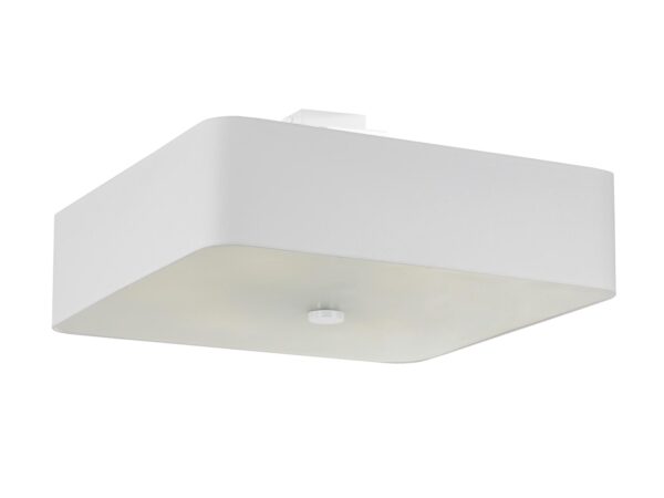 Biała lampa kwadratowa z mlecznym kloszem