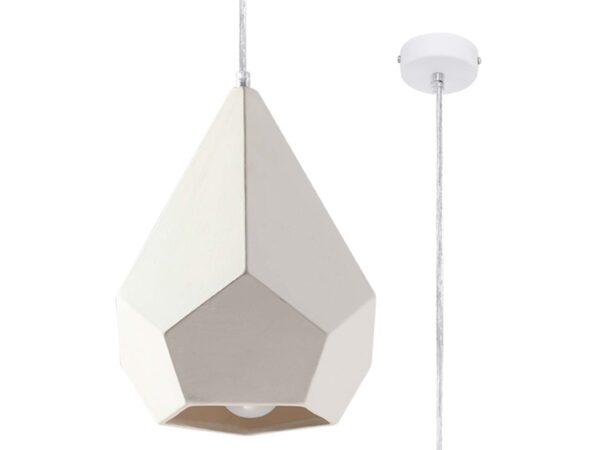 Ceramiczna lampa wisząca z ozdobnym kloszem, kolor kości słoniowej